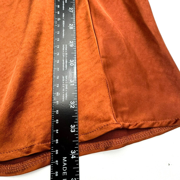 ALTAR'D STATE NWT Women's Medium Copper Halter Backless Shiny Silky Mini Dress - Picture 9 of 9